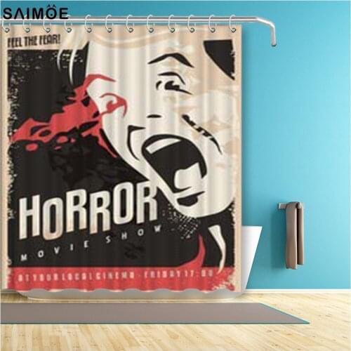 Horror Movie Shower Curtain Water-Repellent for Bath Decorations Polyester Fabric Bath Shower Curtain Bathing Cover Shower Sets