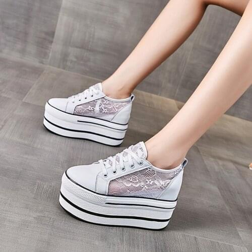 Womens Shoes Casual Shoes Spring Summer Sneakers Woman-shoes Platform 2021 Roses Thick Sole Fashion Mesh Round Toe Leisure Lace