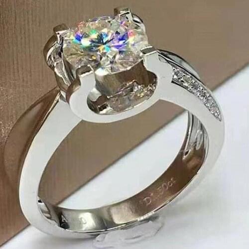 Milangirl Luxury Jewelry Simulation Rhinestone Ring Womens High Jewelry Engagement Shiny Ring