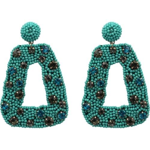 Zunchunfu Boho 2020 Handmade Beaded Geometric Pendant Earrings for Women Oorbellen Eye-catching Jewelry Party Gifts wholesale