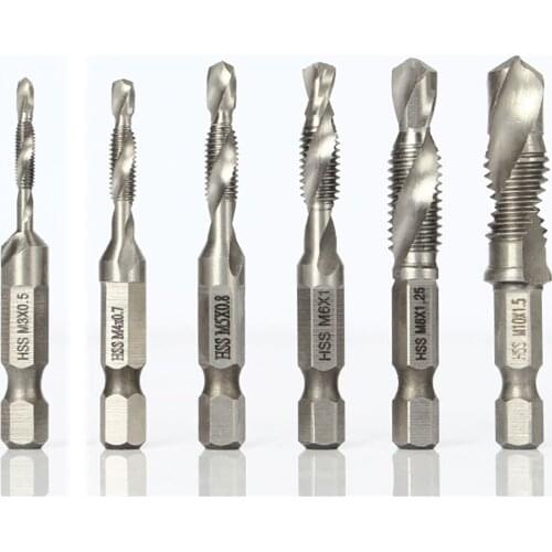 1Pcs 1/4" Hex Shank Drill Bit Screw Taps M3-M10 HSS Composite Tap Drills Spiral Thread Plug Taps Machine Tools Parts
