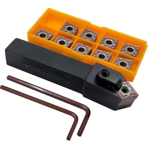 1 pcs MCSNL1616H12 Lathe Turning Tool Holder with 10pcs CNMG120408-MA VP15TF Carbide Insert Turning Tips Tool