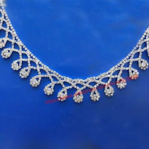 1 yard/lot tear-drop crystal fringes clear crystal rhinestone chain bridal wedding decorative trimmings fancy garment accessory