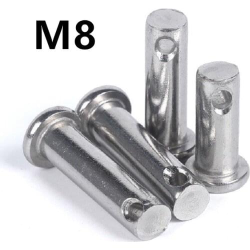 10PCS M8x20/25/30/35/40/45/50/55/60/65/70/80/90/100mm GB882 Dowel Pin Flat Head Cylindrical Pin With Hole 304 Stainless Steel