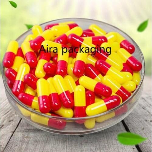 1000pcs/lot Red and Yellow Gelatin Empty Capsule Shells Hollow Powder Refillable Containers Empty Cosmetic Mask Capsule Size 0