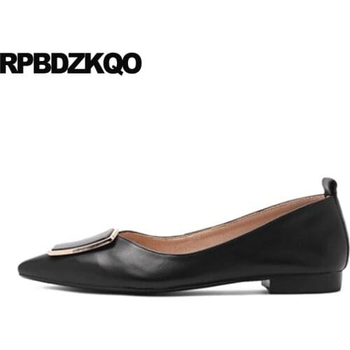 11 ladies chinese fashion pointed toe designer shoes women luxury 2019 flats china slip on genuine leather 10 black large size