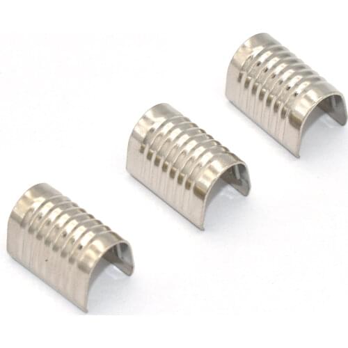 12mm Silver Ribbon End Clamps With Loop End Fastener Ribbon Cord Key Fob Hardware Rope Clips Lanyard Clip Leather End Crimps