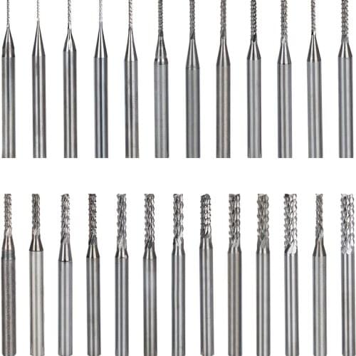 25pcs 0.5-3.175mm PCB Drill Bits Carbide CNC End Mill Engraving Cutter Set Twist Router Drill Bit