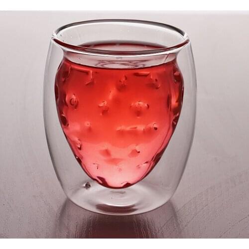 250ml personalized strawberry shape glass Cute transparent cola juice cup Modern Simple funny mug
