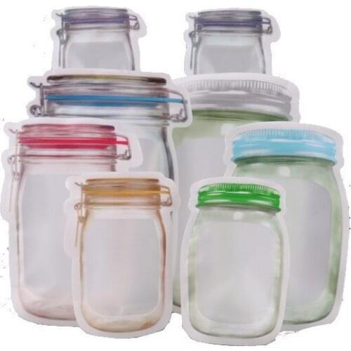4pcs/lot Reusable Portable Mason Jar Zipper Bags for Home Storage Seal Food Saver Storage Bags Snack Sandwich Ziplock Bags