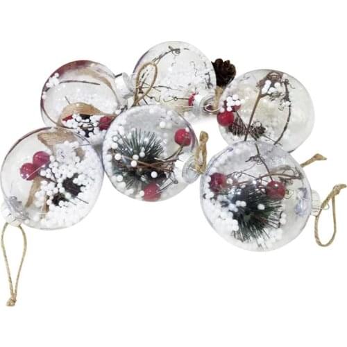 5pcs Christmas Tree Pendant Transparent Open Plastic Christmas Ball Xmas Hanging Decoration Toys For Party Supplies