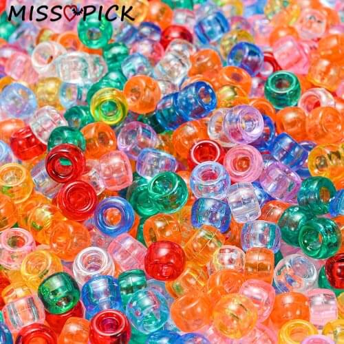 6*9mm 100pcs Acrylic Beads Colorful Transparent Loose Spacer Beads Charms for Jewelry Making Handmade DIY Bracelet Necklace