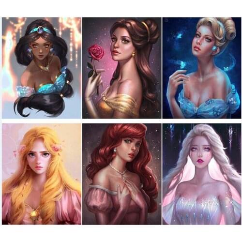 Diamond Painting Cartoon Princess Gril Diamond Mosaic Cross Stitch Diamond Embroidery 5D DIY Full Square/Round Decor F1