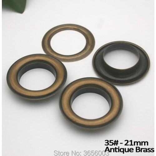 Free shipping 50 sets / lot JY-017 35# inner 21.5mm big round metal brass eyelets with washer metal grommets nickle bronze