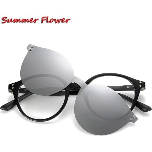 Chashma Brand TR90 Flexible Retro Eyewear Women Clips Polarized Lenses Magnet Men Mirror Sunglasses Optical Glasses Frames Round