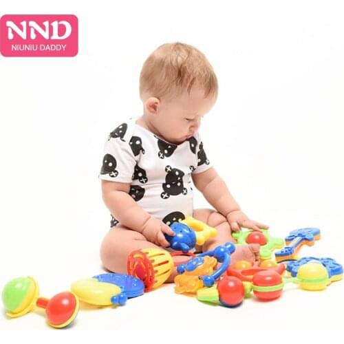 Niuniu Daddy 12 pcs/lot Baby Rattle Toy Play Set Plastic Music Novelty Hand Shake Grasp Colorful Toy Baby - Colors May Vary
