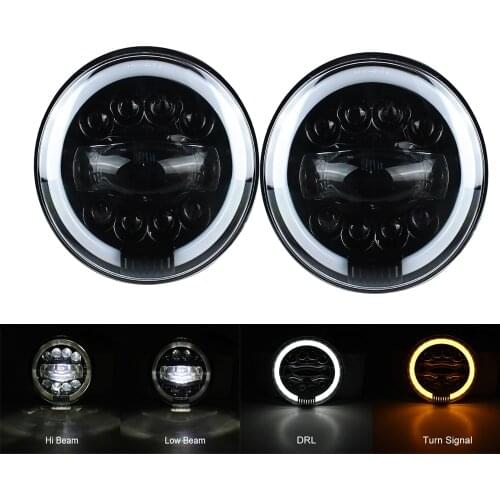 7inch LED Headlight DRL Halo Angle Eyes 12V 24V High Low Turn Signal for Lada Niva Offroad 4x4 Fat Boy FLSTF