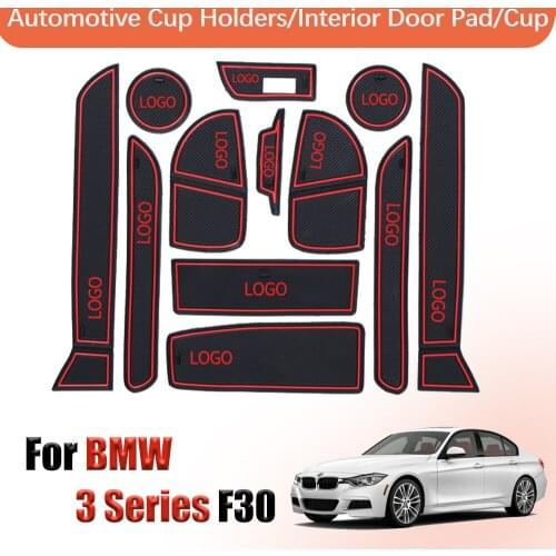 Door groove mat Gate slot pad For BMW 3 Series F30 116 118 Interior Door Pad Car Cup Holders Non-slip mats