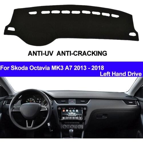 TAIJS Car Dashboard Cover Dash Mat For Skoda Octavia MK3 A7 2013 2014 2015 2016 2017 2018 Non-slip Pad Carpet Anti-UV Sun Shade