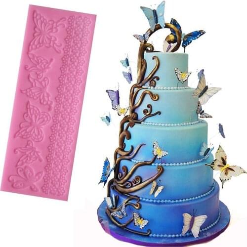 Flower Shape Lace Mat Border Decoration Lace Mold Silicone Sugar Lace Pad Fondant Cake Decorating Tools Baking Tools