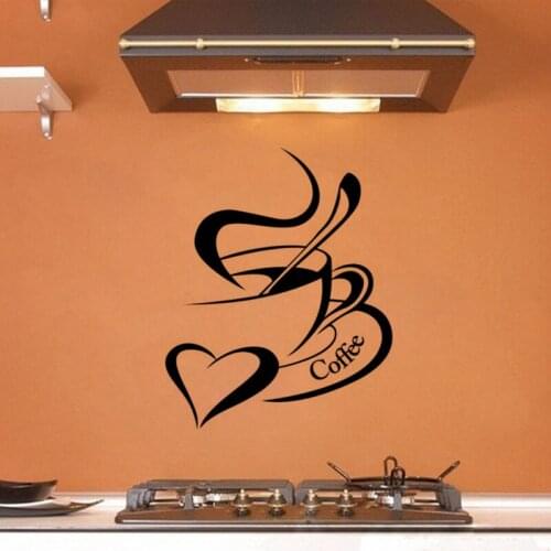 KUCADA love coffee wall sticker for home decoration mural art decal diy black removable WP1492
