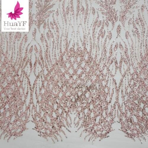 Hot Selling Nigeria Lace Tulle Fabric With Beaded Fringe For Collection HY1327