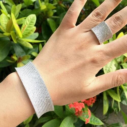 ModemAngel Fashion Luxury Top Quality Crystal Zirconia Micro Inlay Jewelry Unique Women Bracelets Bangles And Ring Set
