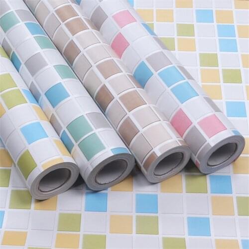 Mosaic Wall Stickers Bathroom Waterproof Kitchen Oil Proof Decoration Wallpaper Bath Toilets Self Adhesive Tiles Decorative Film