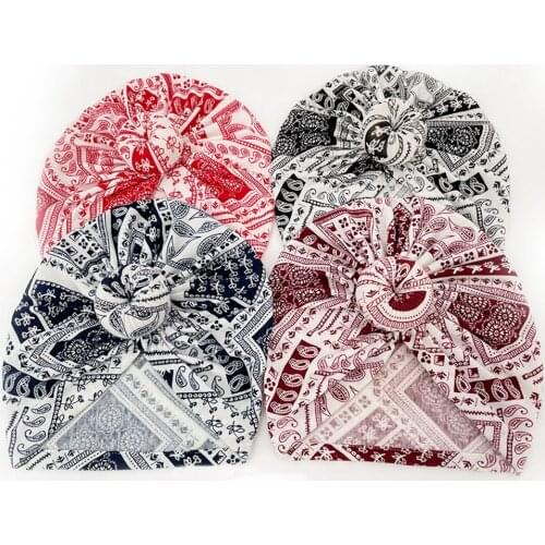 18*19 CM Soft Comfortable Cotton Baby Turban Hat Fashion Print Donut Caps Children Headwear Hair Accessories Photography Props