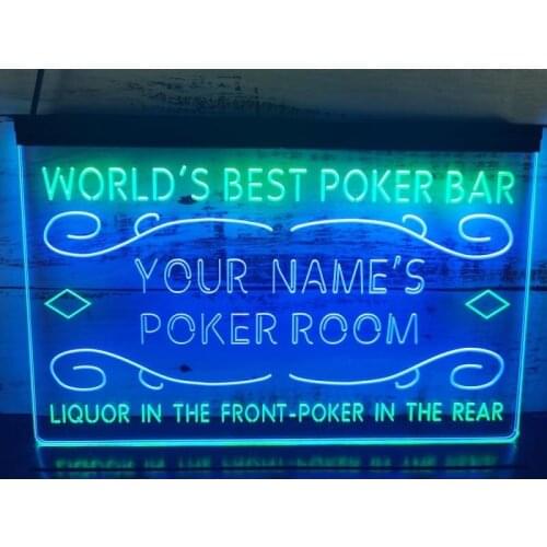 0S032 Name Personalized Custom Worlds Best Poker Room Liquor Bar Beer Dual Color LED Neon Sign