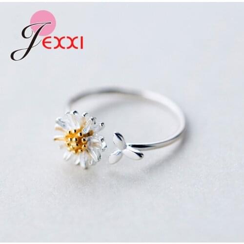 Fast Shipping Genuine 925 Sterling Silver Chrysanthemum Pattern Adjustable Rings Newest Models Flower Shape Opening Finger Rings