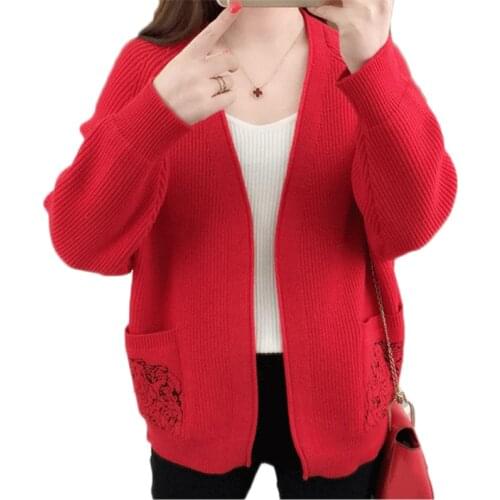 New Autumn Knit Cardigan Sweater Women Coat Loose Long Sleeve Embroidered Sweater Short Jacket Comfortable Student Sweater Tops