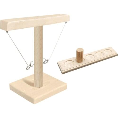 OOTDTY Ring Toss Games for Kids Adults Wooden Mini Ring Toss Game with Shot Ladder Bundle Toss Tailgating Game Set