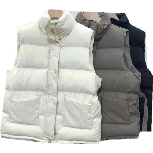 Autumn Winter 2020 New Female Vest Jacket Women Coats Warm Women Parkas Solid Army Green Black Green Sleeveless Coats 3 Colors