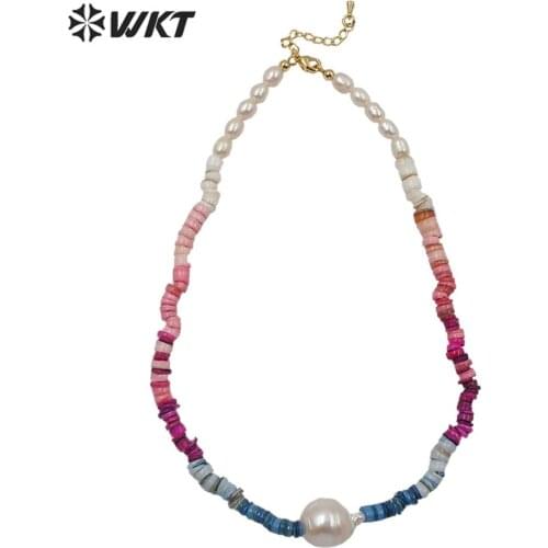 WT-JN114 WKT Natural Pearl Necklace Colorful Shell Beads And Baroque Pearl Necklace Round Pearl Necklace Women Fashion Jewerly