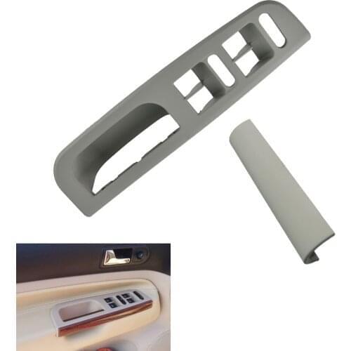 Master Window Switch Panel + Handle Trim Gray fit for VW Golf Passat Jetta GTI MK4 98-05 3B1 867 171 E + 3B0 867 175 4 Door