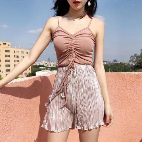 Sexy Women Sleeveless V Neck Front Drawstring Strappy Camisole Crop Top Vest Camisole Crop Top Vest Camisole Crop Top Vest Camis