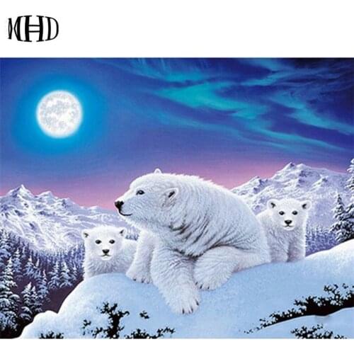 Full & Round DIY Diamond Embroidery Polar Bear 3D Diamond Painting Rhinestone Mosaic Diamond Cross Stitch Crystal Decoration