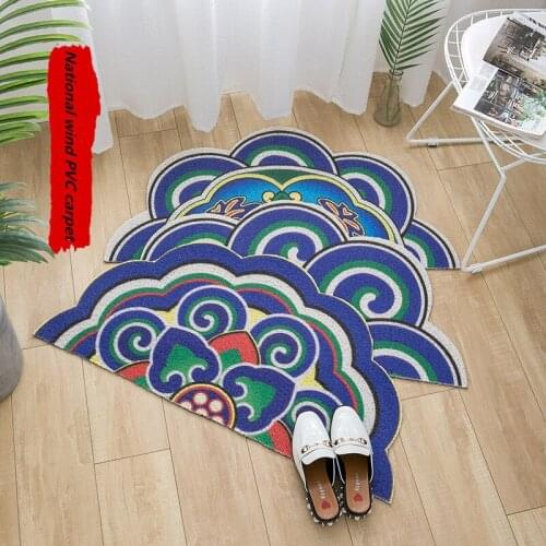 Green plant fruit semicircle entrance hall carpet PVC wire loop mat INS Door mat Living room floor mat bathroom non-slip rug