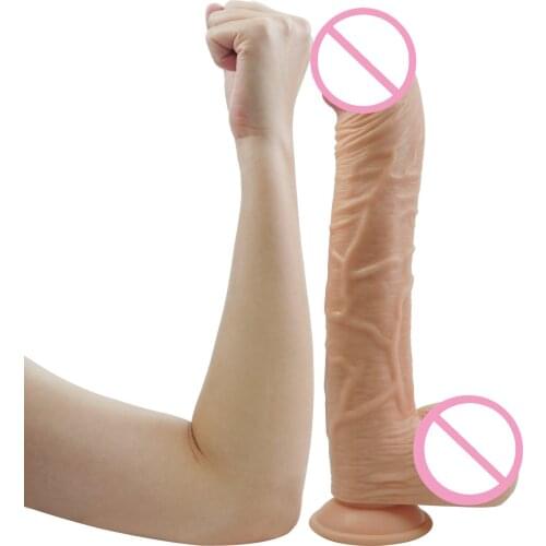 34*5.5cm Soft Flesh Realistic Suction Cup Big Artificial Penis Dildofor Women Masturbator For Female Adult Plug Annal Sex Toys