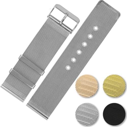 304 Stainless Steel Two-section Pin Buckle Milanese Watch Band 22mm Woven Universal Watch Strap