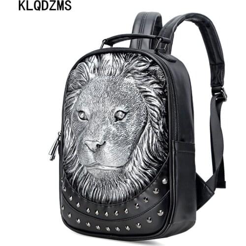 KLQDZMS Men Stylish High Quality Pu Travel Backpack Personalized Shoulder Bags With Rivets For Women Hot Sell