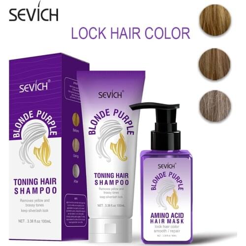 Sevich 100ml Removes yellow & brassy tones Blonde Purple Toning Hair Shampoo Hair Care Products Amino acid Hair Repari Mask