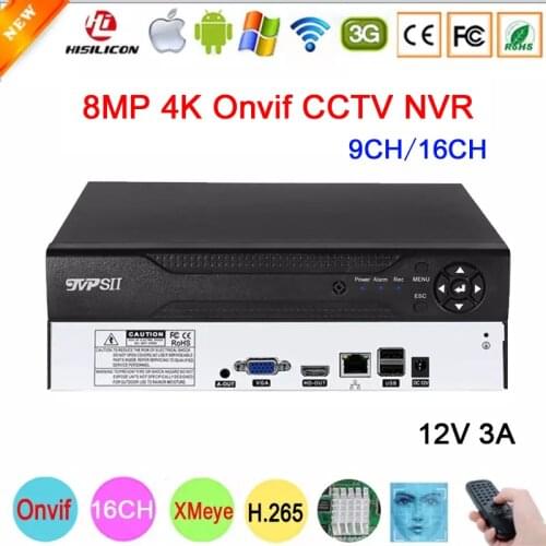 12V 3A Hi3536D XMeye Auido H.265+ 5mp 16CH 9CH Human Face Detection Onvif IP CCTV DVR NVR Network Surveillance Video Recorder