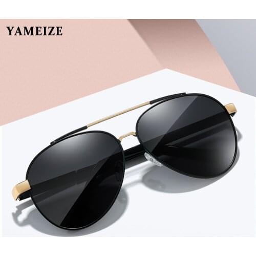 YAMEIZE Retro Classic Pilot Polarized Sunglasses Men Women Brand Design Metal Frame Vintage Driving Glasses Gafas Oculos De Sol