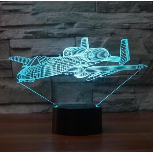 War Plane Fighter LED 3D Night Lights Colorful Table lamp Multi Colors Military Jet Plane Aircraft with USB Power Decor Gift