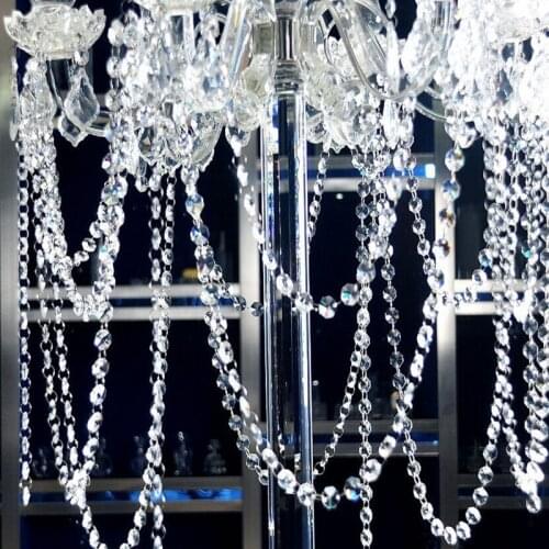 30M/99FT/roll14mm acrylic Octagonal beaded clear crystal garland strands for wedding decoration chandelier Free Shipping
