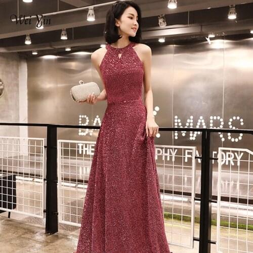 Weiyin Sequin Saudi Arabia Evening Dresses 2021 Robe de soiree Dubai Prom Dresses Elegant Women Formal Party Dress WY1307