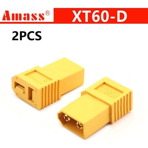 2PCS Amass XT60-D Plug Change-over Plug Connector XT60 Male To T Female DIY Car Aircraft Model Adapter Plug Connectors XT60D