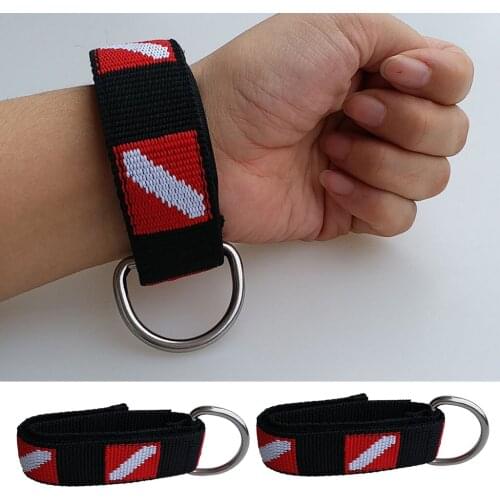 2 Count Diving Wrist Lanyard Strap Webbing for Torch Light Camera Holder with Stainless Steel D-Ring